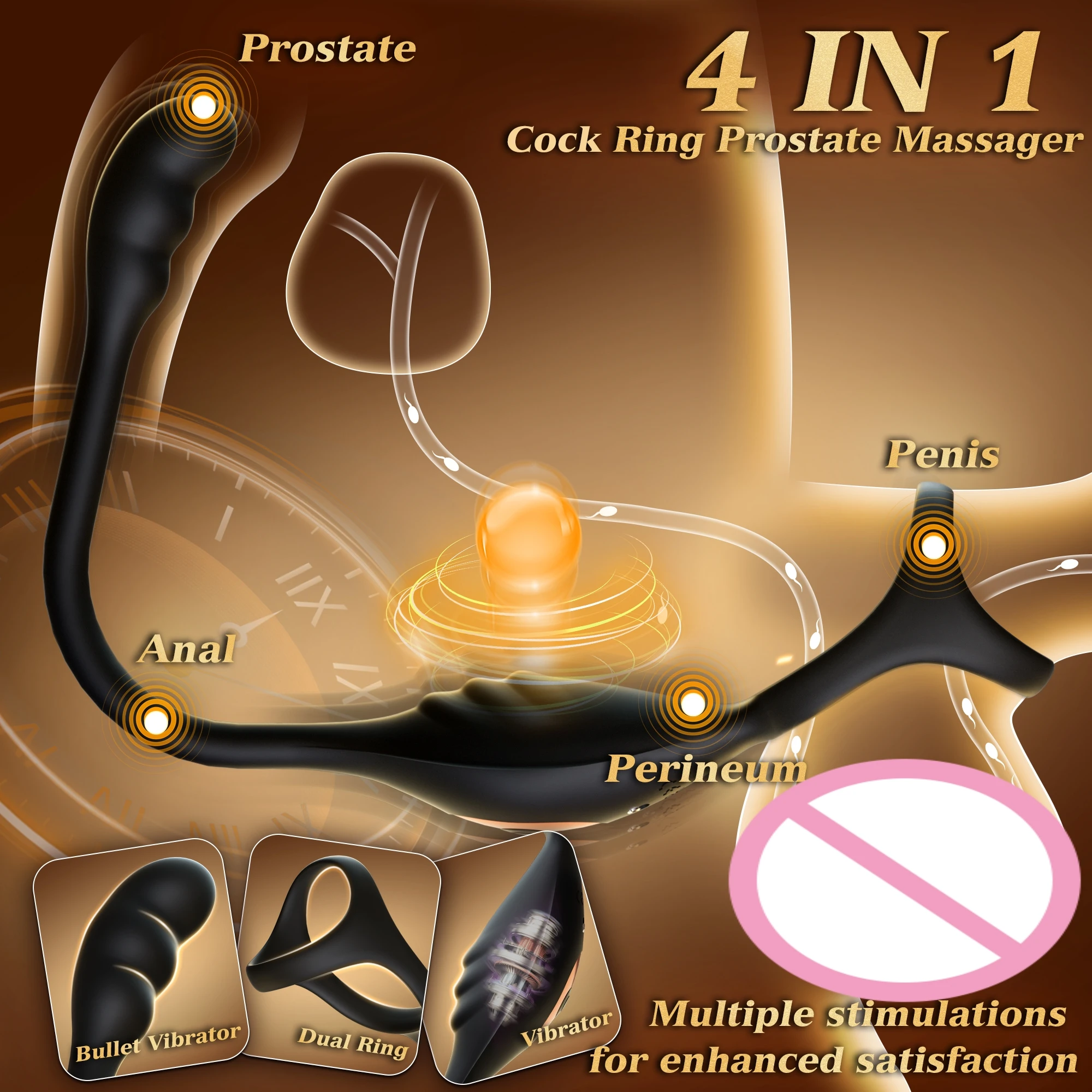 Remote Control Anal Vibrator Prostate Massager with Vibrating Cock Penis Ring Delay Ejaculation Cockring Adults Sex Toys for Men - Image 3